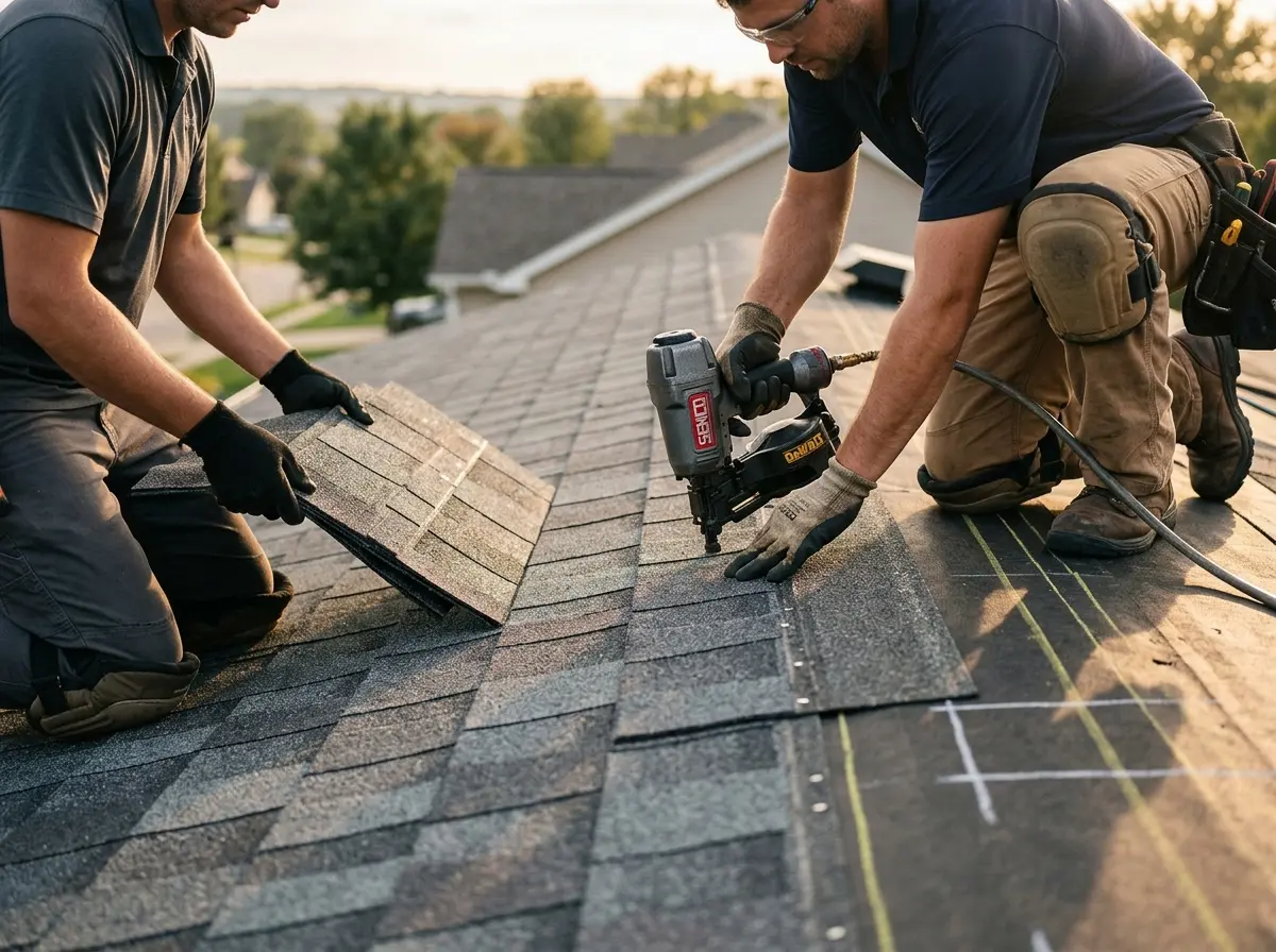 Professional roofer working on a residential roof in Tolleson